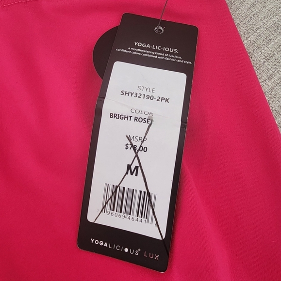 High Waisted Yoga Shorts - Bright Pink - Picture 4 of 5